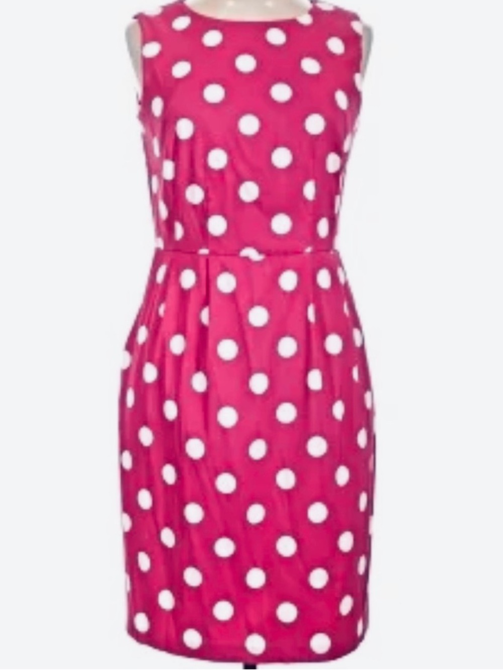 🌺 Sleeveless Pink Polka Dot Midi Dress